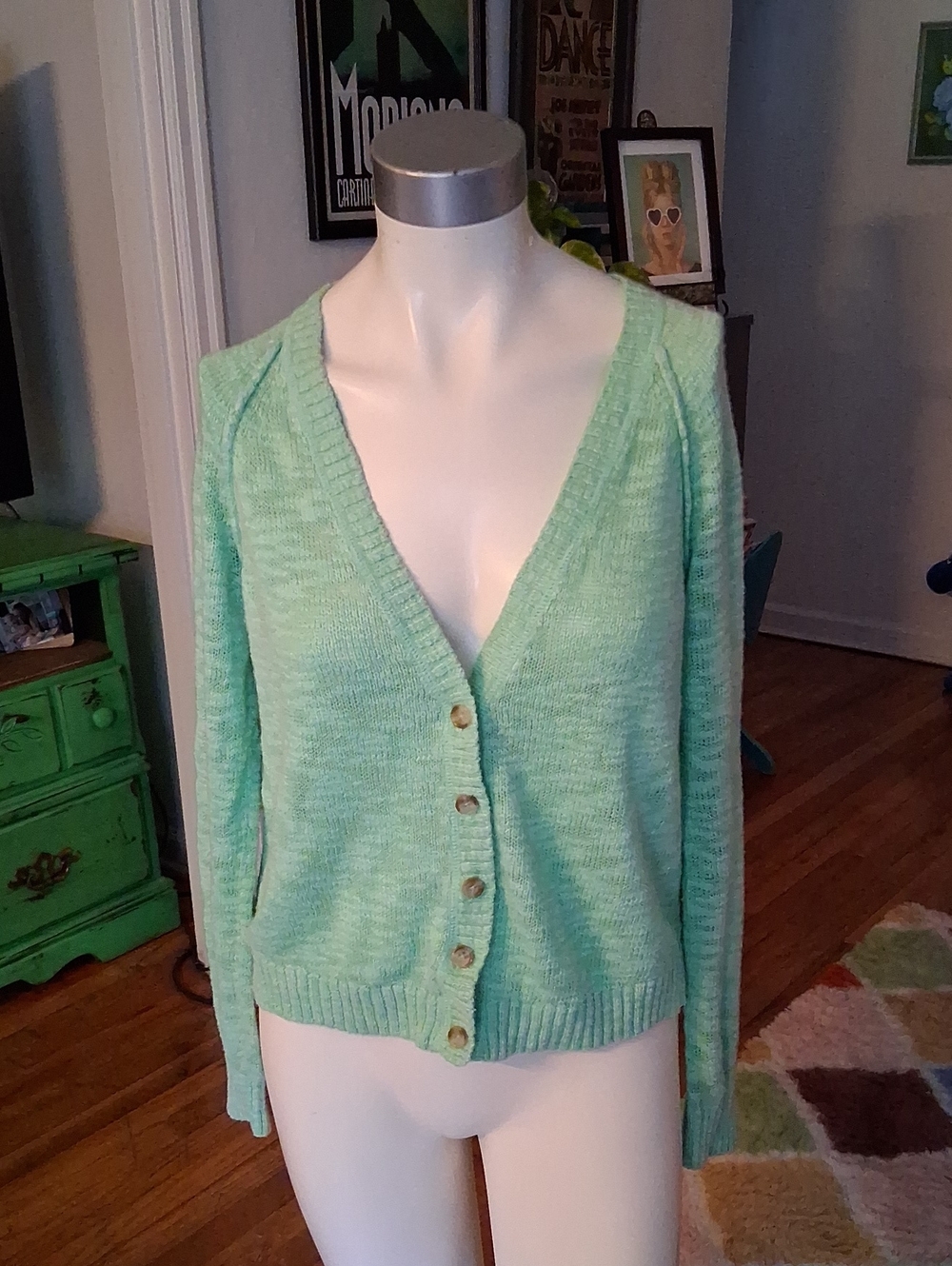 Mossimo Supply Co. Mint Green V-Neck Button Cardigan